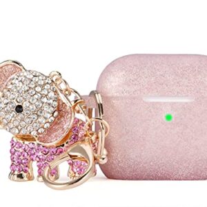 MOFREE Compatible with Airpods 3 Case Cover 2021, Soft Silicone Protective Case for Airpods 3rd Generation Case with Bling Elephant Keychain, Charging Case for AirPods Gen 3 Case Women (Rose Gold)