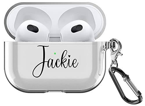 AIPNIS Personalized Case Compatible with AirPods 3,Custom Name Gift Shock Absorption Soft Clear TPU for Airpods 3rd Generation 2021 Cover,with Keychain