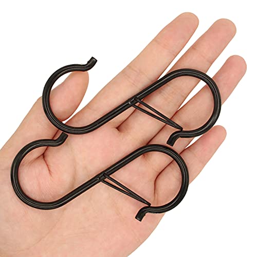 Mzekgxm 20 Pack S Hooks for Hanging, Heavy Duty Safety Buckle Design Black S Shaped Hooks for Hanging Kitchenware, Pots, Pans, Cups, Plants, Clothes, Towels in Kitchen, Bathroom, Closet, Garden