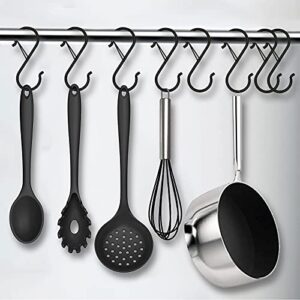 Mzekgxm 20 Pack S Hooks for Hanging, Heavy Duty Safety Buckle Design Black S Shaped Hooks for Hanging Kitchenware, Pots, Pans, Cups, Plants, Clothes, Towels in Kitchen, Bathroom, Closet, Garden