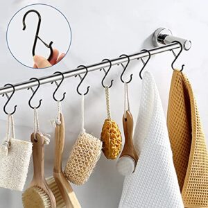 Mzekgxm 20 Pack S Hooks for Hanging, Heavy Duty Safety Buckle Design Black S Shaped Hooks for Hanging Kitchenware, Pots, Pans, Cups, Plants, Clothes, Towels in Kitchen, Bathroom, Closet, Garden