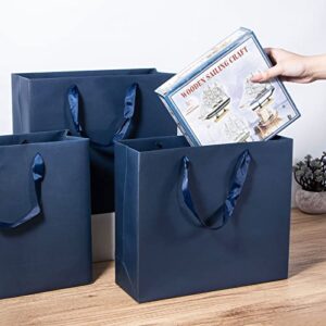 Sdootjewelry Blue Gift Bags, 12.5×4.5×11" Kraft Paper Bags with Handles 20 Pack Party Bags, Shopping Bags, Kraft Bags, Retail Bags, Merchandise Bags, Business Bags,Retail Bags, Paper Gift Bags