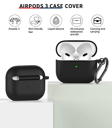 BRG for Airpods 3 Case Cover, Soft Silicone Protective Case Skin with Keychain for Apple Airpods 3 Case 2021[Front LED Visible]