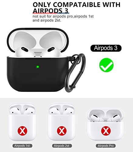 BRG for Airpods 3 Case Cover, Soft Silicone Protective Case Skin with Keychain for Apple Airpods 3 Case 2021[Front LED Visible]