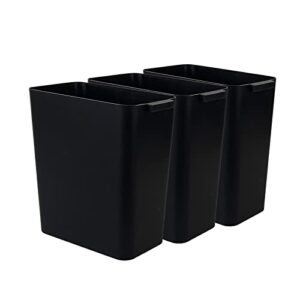 nicesh 3-pack black 4.5 gallon trash can wastebasket, garbage container bin