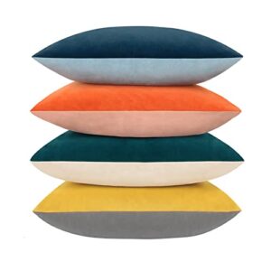 btyrle velvet throw pillow covers 18x18 inch set of 4 soft decorative pillowcases modern double-colored cushion covers for sofa couch