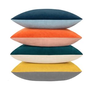 Btyrle Velvet Throw Pillow Covers 18x18 Inch Set of 4 Soft Decorative Pillowcases Modern Double-Colored Cushion Covers for Sofa Couch