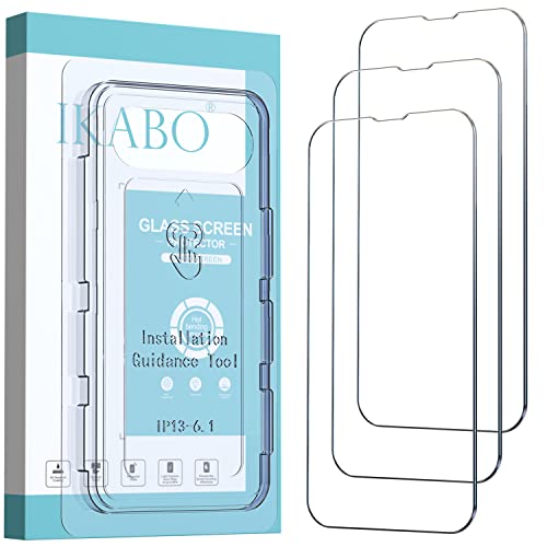 IKABO Glass Screen Protector for iPhone 14/13/13 Pro [6.1 Inch] Display 3 Pack Tempered Glass, Case Friendly, [Free Alignment Tool]