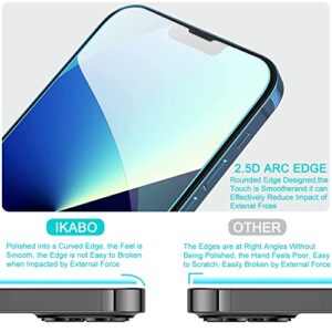 IKABO Glass Screen Protector for iPhone 14/13/13 Pro [6.1 Inch] Display 3 Pack Tempered Glass, Case Friendly, [Free Alignment Tool]