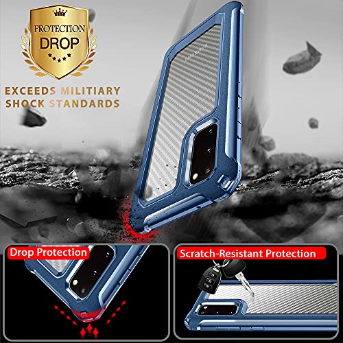 SUPBEC Samsung Galaxy S20 FE Case, Carbon Fiber Shockproof Protective Cover with Screen Protector [x2] [Military Grade Drop Protection] [Anti Scratch&Fingerprint], Samsung S20 FE 5G Case, Blue