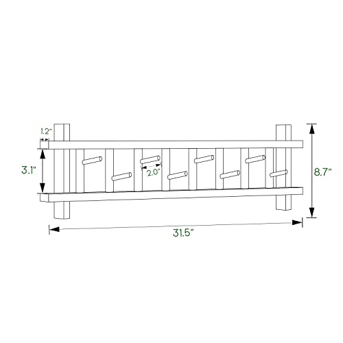 MoNiBloom Coat Rack Wall Mount 8 Pegs Long Bamboo Hooks for Hanging Backpack Coat Towel Hat Bag for Entryway, Hallway, Kitchen, Bedroom, Natural
