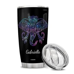 wassmin personalized elephant tumbler cup with lid 20oz 30oz mandala elephants stainless steel double wall vacuum insulated tumblers coffee travel mug custom name birthday christmas gifts men women