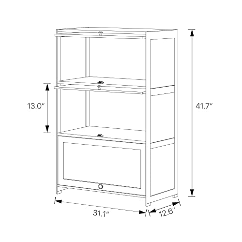 MoNiBloom 3 Tier Bookcase, Bamboo Free Standing Book Shelf Organizer Storage with Flip Doors for Home, Balcony, Hallway, Office, Bedroom, Brown