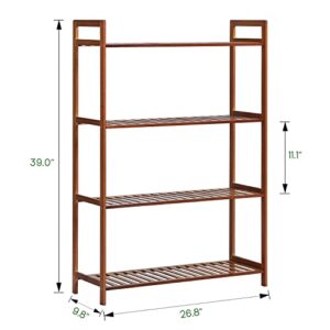 MoNiBloom Shoe Rack Organizer for Entryway, Bamboo 4-Tier Adjustable Boots Shoe Shelf Organizer with Handles for Hallway Bedroom Living Room, Brown