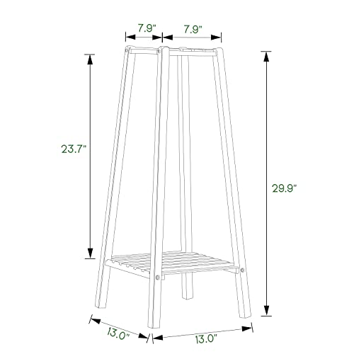 MoNiBloom Bamboo 2-Tier Tall Plant Stand Pot Vase Holder Flower Seasoning Display Shelf Rack Small Space for Patio Garden Balcony Yard Living Room, Brown