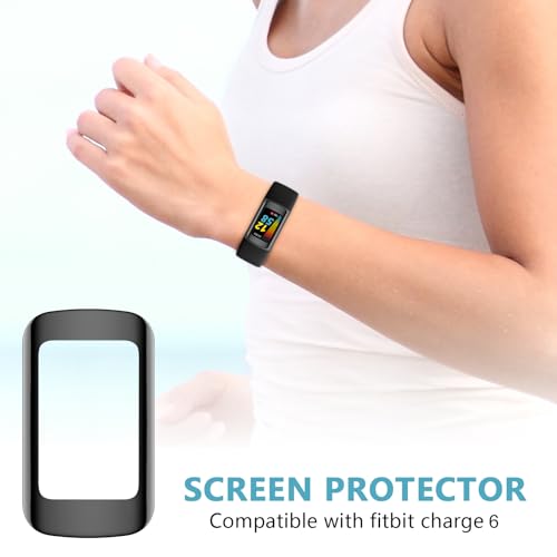 EZCO 4-Pack Screen Protector Compatible with Fitbit Charge 6/5, 3D Full Coverage Screen Protector Cover Film Accessories for Charge 6 5 Smart Watch [Anti-Scratch][Crystal Clear]