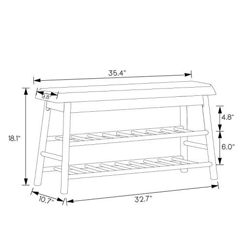 MoNiBloom 2 Tier Shoes Bench, Bamboo Upholstered Shoe Rack Entryway Storage for High Heels Sneakers Sandals Slippers - Natural (6-10 Pairs)