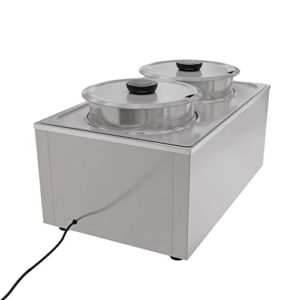 KoolMore Commercial Bain Marie Countertop Food Warmer, Soup Station, and Buffet Table Server with Two Serving Pots, Stainless-Steel Steamer with Auto Shut Off (CFW-4), Silver