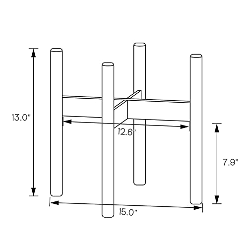 MoNiBloom 15 Inches Plant Stand, Bamboo Flower Pot Rack Shelf Holder for Indoor Outdoor Patio Garden Balcony Yard Living Room, Pot Not Included, Brown