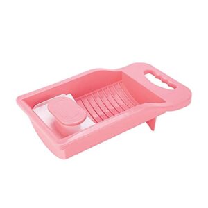 mini hand washboard for laundry hand washing clothes underwear sock washing board plastic non-slip laundry board wash basin for home travel (pink)