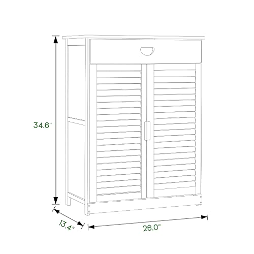 MoNiBloom Bamboo 3 Tier Shoe Storage Cabinet with 1 Drawer & Shutter Door Shoes Organizer Rack for 6-10 Pairs Entryway Hallway Living Room, Natural