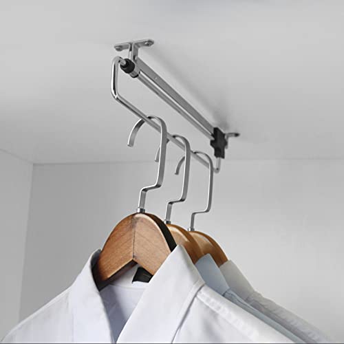 ULTECHNOVO Wall Mounted Coat Rack Retractable Closet Out Rod: Heavy Duty Wardrobe Clothes Hanger Rail Towel Pipe Clothes Rack for Closet Organizer Wall Mounted Shelves