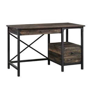 sauder steel river desk, l: 47.48" x w: 23.47" x h: 29.53", carbon oak finish