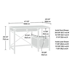 Sauder Steel River Desk, L: 47.48" x W: 23.47" x H: 29.53", Carbon Oak Finish