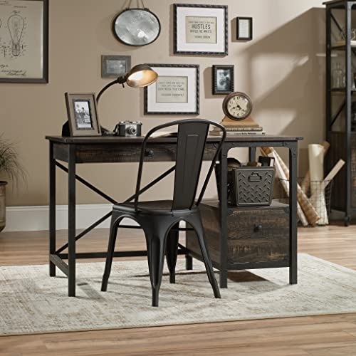 Sauder Steel River Desk, L: 47.48" x W: 23.47" x H: 29.53", Carbon Oak Finish