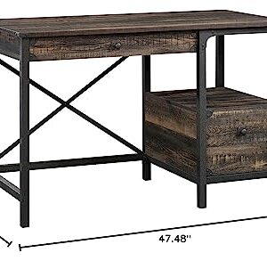 Sauder Steel River Desk, L: 47.48" x W: 23.47" x H: 29.53", Carbon Oak Finish