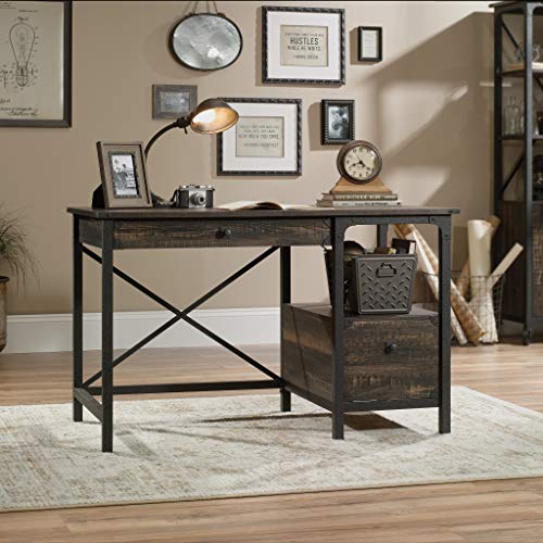 Sauder Steel River Desk, L: 47.48" x W: 23.47" x H: 29.53", Carbon Oak Finish