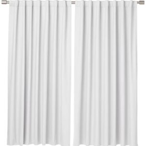 Amazon Basics Room Darkening Blackout Window Curtains with Back Tab Hanging Loops - 52" x 63", White