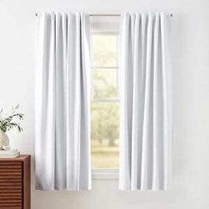 Amazon Basics Room Darkening Blackout Window Curtains with Back Tab Hanging Loops - 52" x 63", White