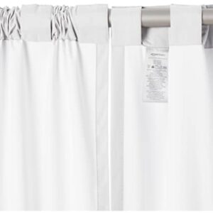 Amazon Basics Room Darkening Blackout Window Curtains with Back Tab Hanging Loops - 52" x 63", White