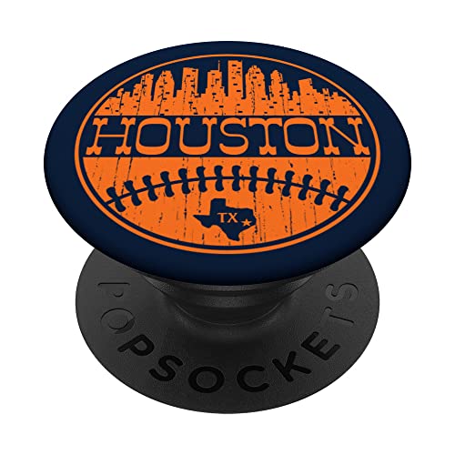 Vintage Houston City Skyline Baseball Retro TX Fan Home PopSockets Swappable PopGrip