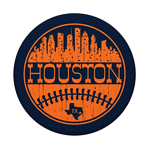 Vintage Houston City Skyline Baseball Retro TX Fan Home PopSockets Swappable PopGrip