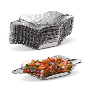 mt products disposable aluminum foil pans crab shells - freezer and oven safe - individual serving pie plate great for baking and serving seafood (50 pieces)