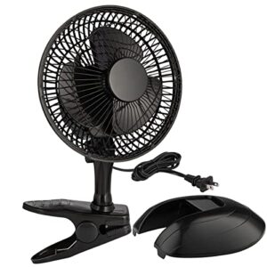 rampro portable desk and clip on fan, 6 inch fans small and quiet plug in, small personal cooling fan for desk home bedroom office, 2 speed, adjustable tilt, black