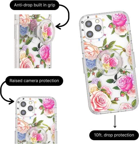 PopSockets iPhone 12/12 Pro Vintage Floral Magsafe Phone Case PopCase with Slide