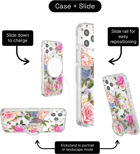 PopSockets iPhone 12/12 Pro Vintage Floral Magsafe Phone Case PopCase with Slide