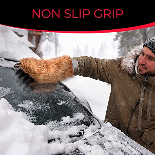 Gears Out Massive Bigfoot Hand Ice Scraper - Bigfoot Gifts - Sasquatch Claw Faux Fur Hand Warmer with Built in Ice Scraper Foam Grip Novelty Winter Snow and Ice Remover for Cars Trucks SUV