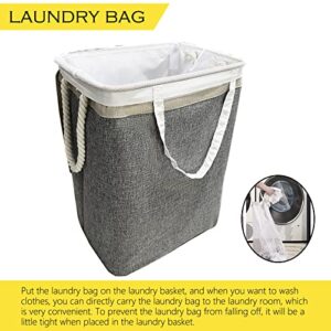Laundry Basket with Lid & Inner Liner Bag Collapsible Stand Large Hamper for Bedroom Bathroom Dorm, Toys Clothing Organization 77L (Grey) (‎EYH003001)