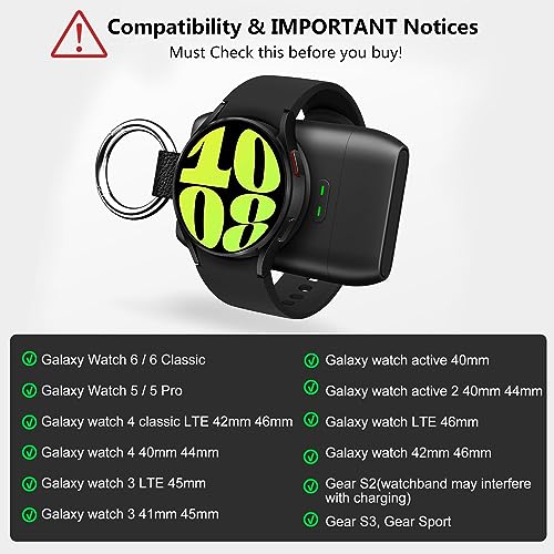 doeboe for Samsung Watch Charger, Portable Charger for Samsung Watch, Watch Charger for Galaxy Watch 6/6 Classic/5/5 Pro/4/3/Active 2/Gear S3, 1400mAh USB C Galaxy Watch Charger Accessories Keychain