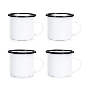 maikesub 4 pack sublimation blank enamel mug 12 oz with black rim camping travel coffee metal mug can be used as a gift for christmas thanksgiving mother's day father's day