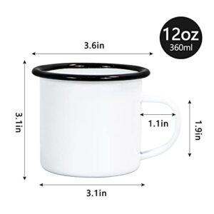 MAIKESUB 4 Pack Sublimation Blank Enamel Mug 12 OZ with Black Rim Camping Travel Coffee Metal Mug Can be used as a gift for Christmas Thanksgiving Mother's Day Father's Day