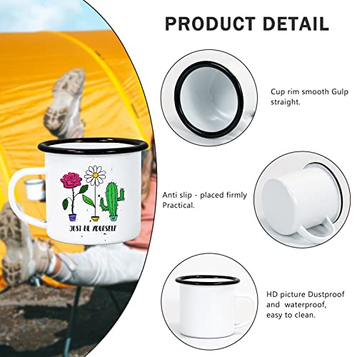 MAIKESUB 4 Pack Sublimation Blank Enamel Mug 12 OZ with Black Rim Camping Travel Coffee Metal Mug Can be used as a gift for Christmas Thanksgiving Mother's Day Father's Day