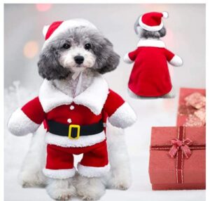 cykapu pet christmas costumes dog set, cute pet santa claus costume set, role-playing costume, christmas party costume, pet cat and dog costume accessories (christmas pet dres xl)