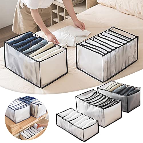 Kexle Wardrobe Clothes Organizer -7 Grids Jeans Leggings Closet Organizers and Storage Baskets -Foldable, Save Space, Portable Drawer Organizer for Bedroom Dorm Room (3PCS/Set(Jeans Jeans Legging))