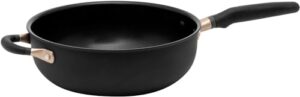 meyer accent series hard anodized nonstick chef pan with helper handle, 4.5 quart, matte black