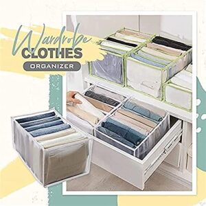 Splint 7 Grids Washable Wardrobe Clothes Organizer- Jeans Compartment Storage Box Closet Clothes Drawer, Separation Box, Drawer Divider Can Washed Home Organizer (A-14.2x6.7x4.7in)